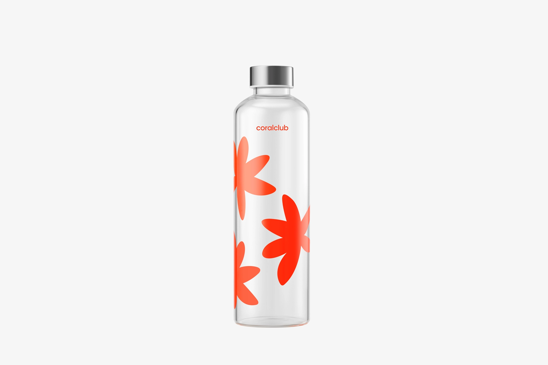Glass Bottle "ClearWater" with Sleeve Cover, Red